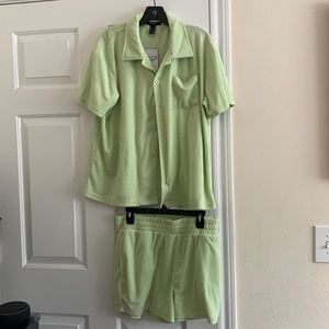 Light Green Terry Cloth 2 Piece Set